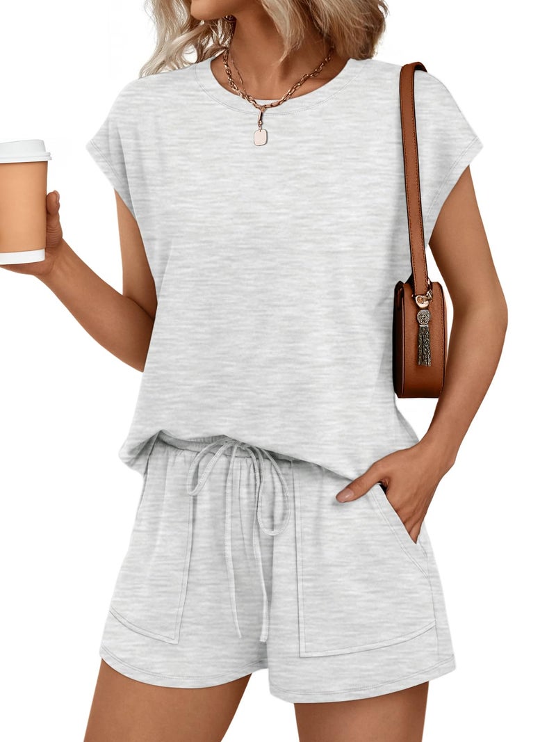 AUTOMET Womens Lounge Two 2 piece Sets Summer Spring Cruise Outfits 2026 Matching Beach Vacation Clothes Travel Sweatsuits Sweat Casual Romper Shorts Fashion Trendy Clothing Loungewear - Image 1