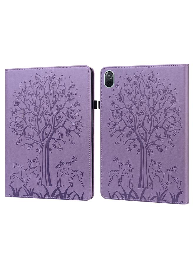 جرين تايجر جراب لجهاز Honor Pad 8 اللوحي من الجلد المنقوش بنقشة شجرة وغزال - Image 1