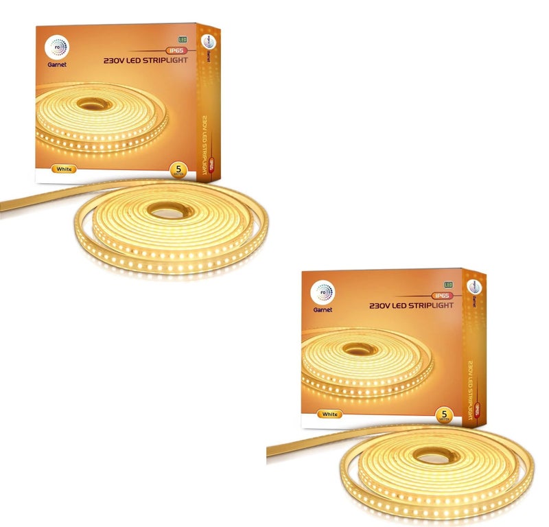 wipro Garnet 5 Meters LED Strip Light| 120 LEDs/mtr | White | IP65-Waterproof | Flexible Rope Light for Outdoor & Indoor Decoration for Diwali, Christmas|Strip for Balcony, False Ceiling|Pack of 2 - Image 1