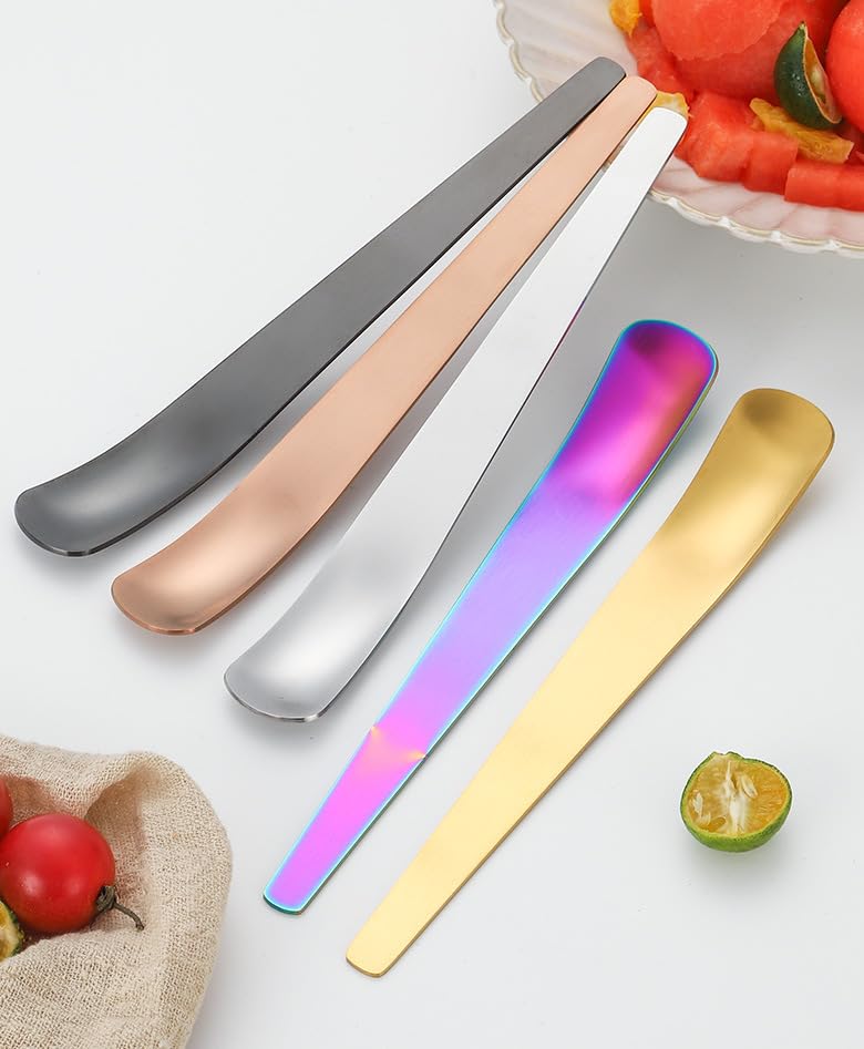 Gold Stainless Steel Dessert Spoons Set 6 Pieces Creative Mixing Cake Ice Cream Tableware - Image 4