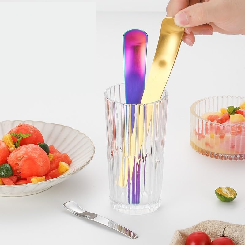 Gold Stainless Steel Dessert Spoons Set 6 Pieces Creative Mixing Cake Ice Cream Tableware - Image 5