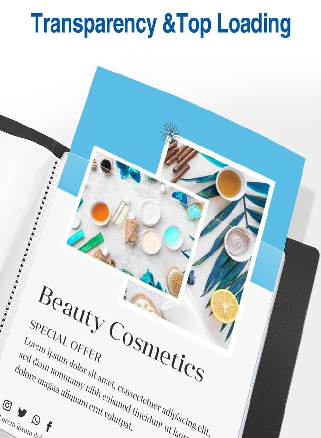 سويز مجلد Sooez ذو 18 جيبًا مع أكمام بلاستيكية، مقاس 8.5 × 11 بوصة، حافظة أعمال فنية متينة مع واقيات شفافة للأوراق، 36 صفحة عرض، كتاب عرض للأعمال الفنية، منظم مستندات - Image 4