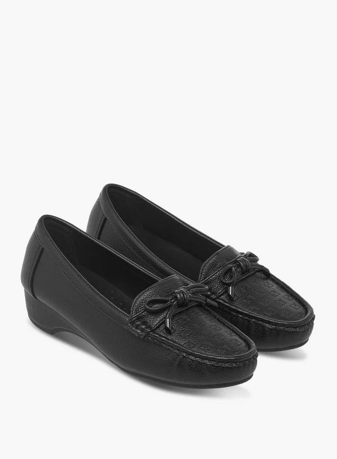 Paprika BLACK Monogram Embossed Slip-On Comfort Loafers for Women | Best Price UAE