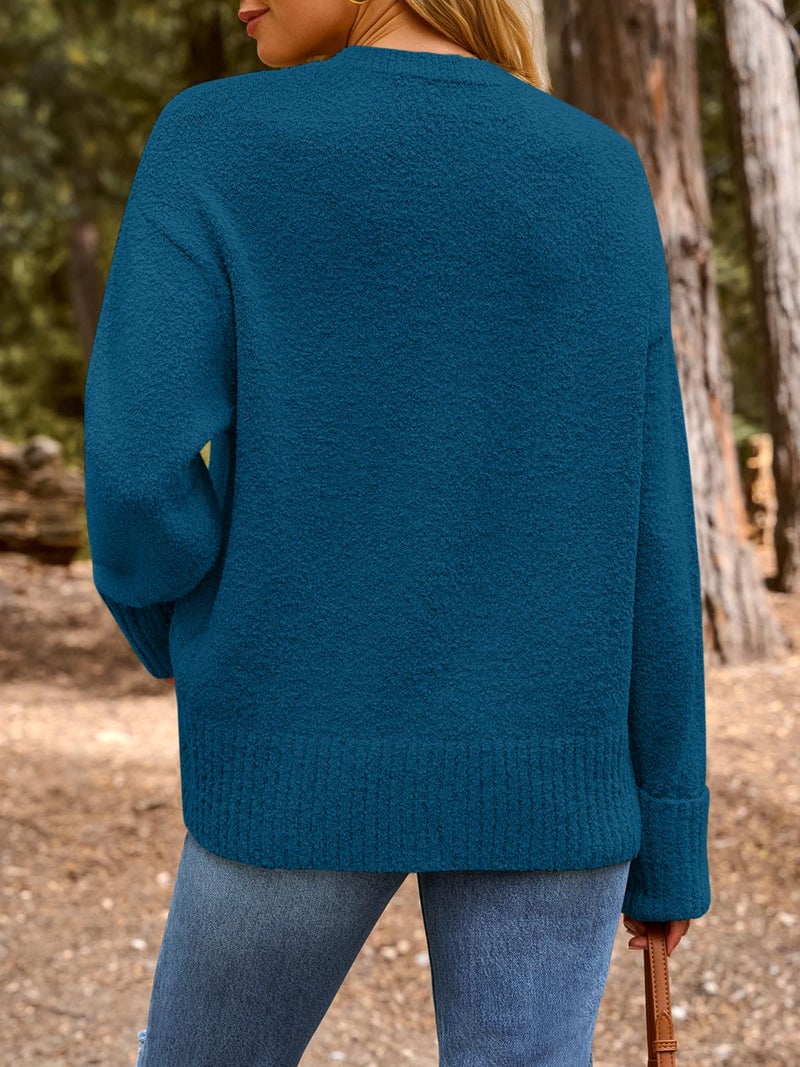 LILLUSORY Oversized Sweater Womens 2026 Fall Fashion Outfits Pullover Long Tunic Old Money Winter Cozy Clothes Cute Crewneck Trendy Knit Chunky Warm Knitted Ladies Top Fuchsia - Image 4