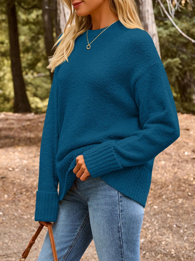 LILLUSORY Oversized Sweater Womens 2026 Fall Fashion Outfits Pullover Long Tunic Old Money Winter Cozy Clothes Cute Crewneck Trendy Knit Chunky Warm Knitted Ladies Top Fuchsia - Image 3