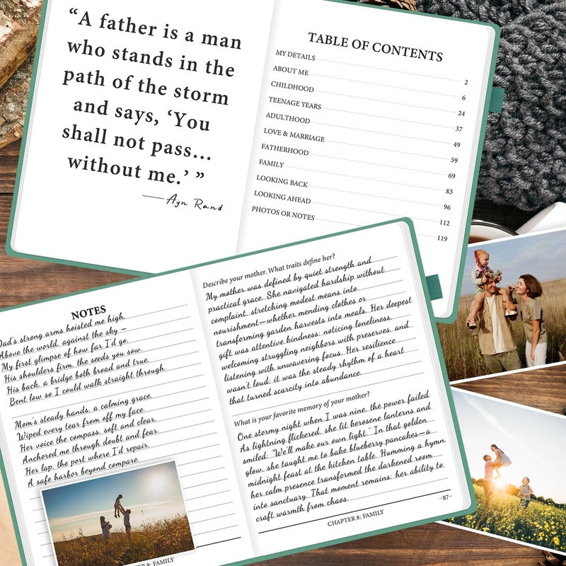 SIMSIMY Dad's Life Story Journal, Hardcover Father Story Guided Journal with Prompt Questions, Dad Memory Keepsake Heirloom Book Gift for Father's Day, Birthday, Christmas from Daughter & Son - Image 4