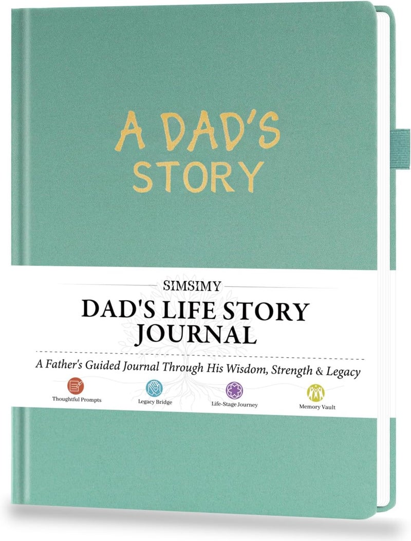 SIMSIMY Dad's Life Story Journal, Hardcover Father Story Guided Journal with Prompt Questions, Dad Memory Keepsake Heirloom Book Gift for Father's Day, Birthday, Christmas from Daughter & Son - Image 1