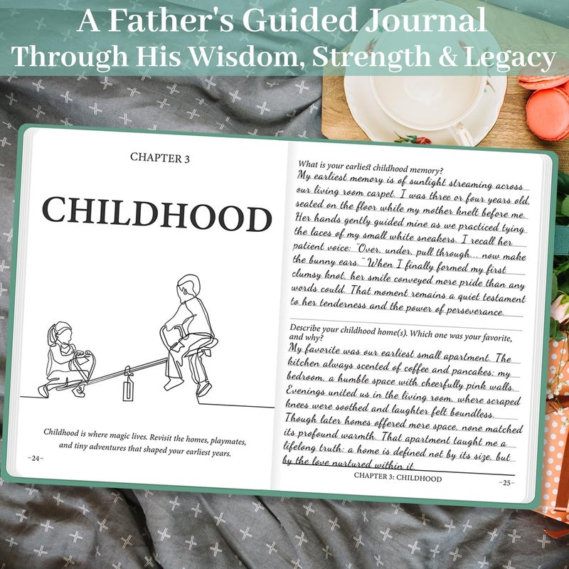 SIMSIMY Dad's Life Story Journal, Hardcover Father Story Guided Journal with Prompt Questions, Dad Memory Keepsake Heirloom Book Gift for Father's Day, Birthday, Christmas from Daughter & Son - Image 5
