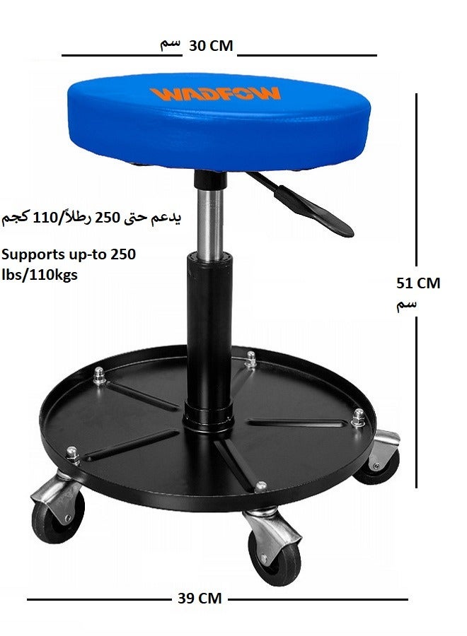 Generic Mechanic Stool with Tool Tray Storage Adjustable Rolling Pneumatic Creeper with Padded Seat, Swivel Casters Height Adjustable Garage Seat for Automotive Workshop and Car Repair  - Image 2