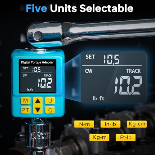 YIYEIE Upgrade Digital Torque Adapter, (±1% Accuracy, 12.5-250Ft-lb), 1/2" Digital Torque Wrench Adapter for Car, Versatile Meter - Smart Alert | Peak/Track | Preset | Store/Delete, for Automotive(340N.m) - Image 5