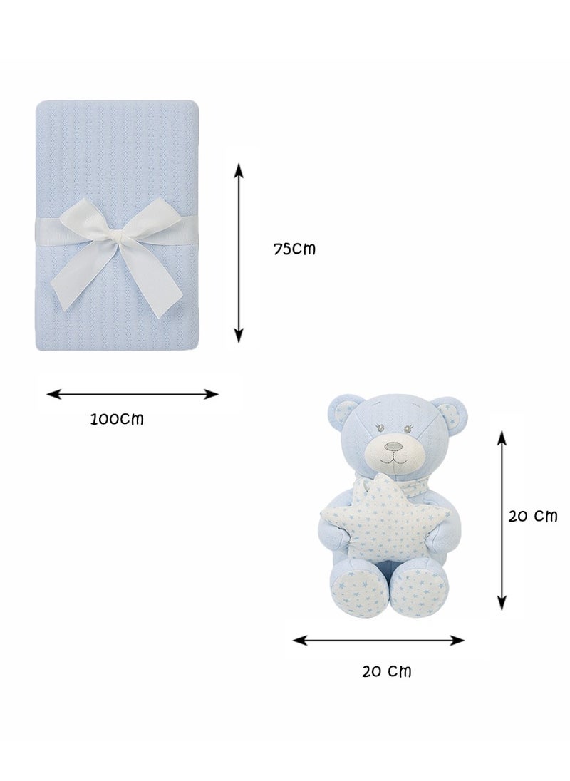 Lyra Cuddly Toy and Blanket Gift Set For Newborn 100 X 75 cm - Blue Bear - pzsku/Z78B0CD48EC1DFF32C1B1Z/45/_/1740404209/081718e1-99d6-4085-b7de-75bb9a864813