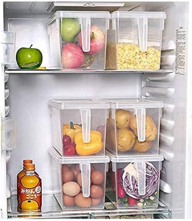 MineSign Plastic Food Storage Bins with Lids for Fridge 4 Pack Produce Saver Containers for Refrigerator Organization Stackable Freezer Organizer Fresh Keeper Container For Kitchen Blue - Image 5