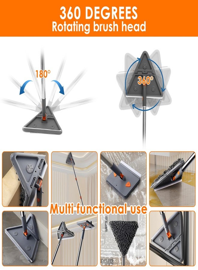 KOUISYY Baseboard Cleaner Tool with 78.7" Long Handle, 360° Rotating Wall Cleaner Mop with Squeegee, 180° Folding Ceiling Cleaning Tool with 8 Reusable Cleaning Pads for Cleaning Window Floor Tile Tub Wall - Image 4
