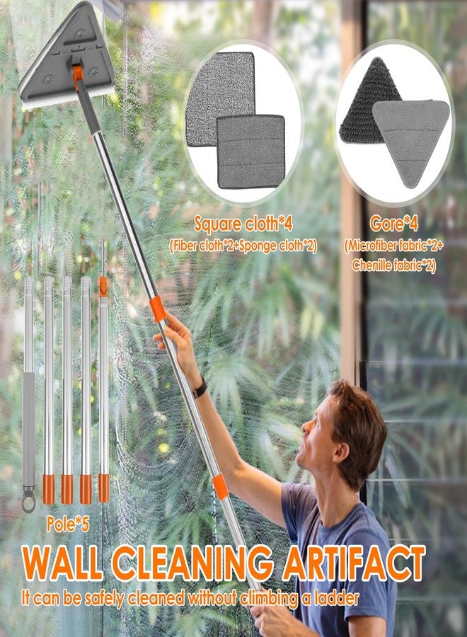 KOUISYY Baseboard Cleaner Tool with 78.7" Long Handle, 360° Rotating Wall Cleaner Mop with Squeegee, 180° Folding Ceiling Cleaning Tool with 8 Reusable Cleaning Pads for Cleaning Window Floor Tile Tub Wall - Image 2