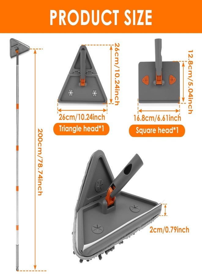 KOUISYY Baseboard Cleaner Tool with 78.7" Long Handle, 360° Rotating Wall Cleaner Mop with Squeegee, 180° Folding Ceiling Cleaning Tool with 8 Reusable Cleaning Pads for Cleaning Window Floor Tile Tub Wall - Image 3