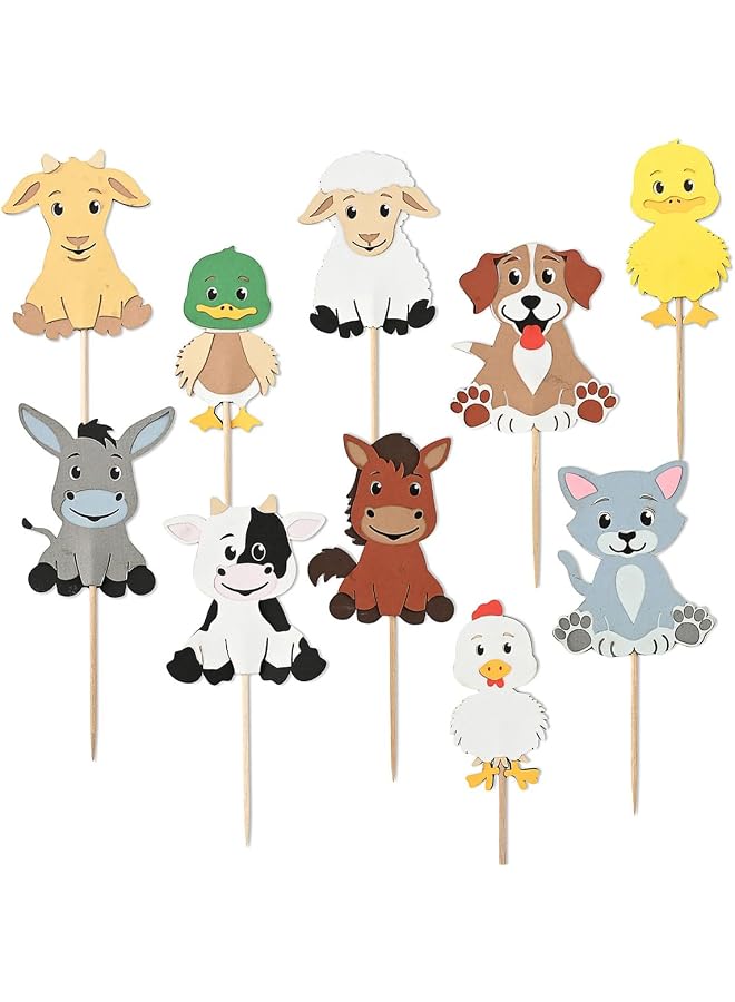 S-TOP Farm Fun Cupcake Toppers â€“ 10-Piece Set of Multi-Layer Farm Animal Party Picks for Kids Birthday, Baby Showers & Celebrations - Image 1