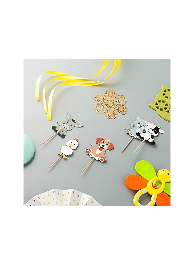 S-TOP Farm Fun Cupcake Toppers â€“ 10-Piece Set of Multi-Layer Farm Animal Party Picks for Kids Birthday, Baby Showers & Celebrations - Image 2