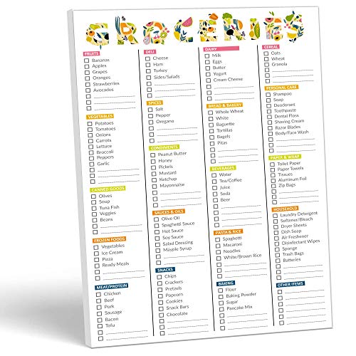 MUDRIT Grocery Shopping List Magnetic Pad for Refrigerator- Pantry/All Out of Template, 52 Tear Off Pages Magnet Notepad | to Do Checklist Weekly Meals Planner- 7”x10” Size - Image 1