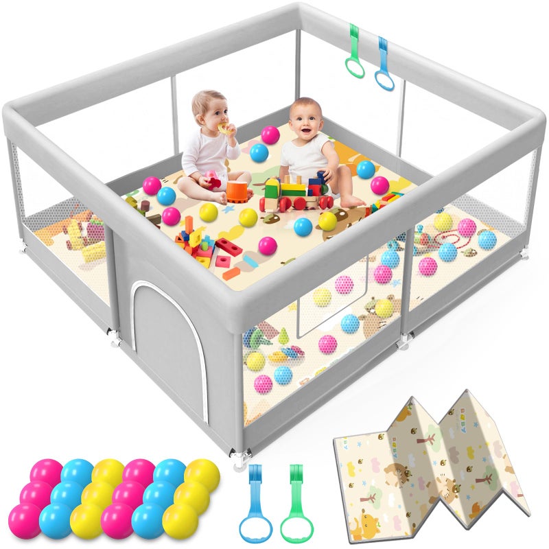 Jaobeem Baby Playpen with Mat 50x50 Inch, Playpen with Colorful Ball for Babies and Toddlers, Baby Play Pen Pin Indoor Play Fence (Mat and Ball Included) - Image 1