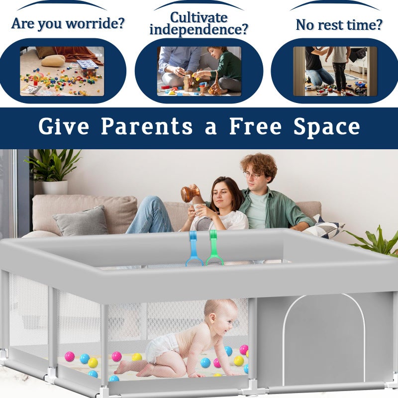 Jaobeem Baby Playpen with Mat 50x50 Inch, Playpen with Colorful Ball for Babies and Toddlers, Baby Play Pen Pin Indoor Play Fence (Mat and Ball Included) - Image 2