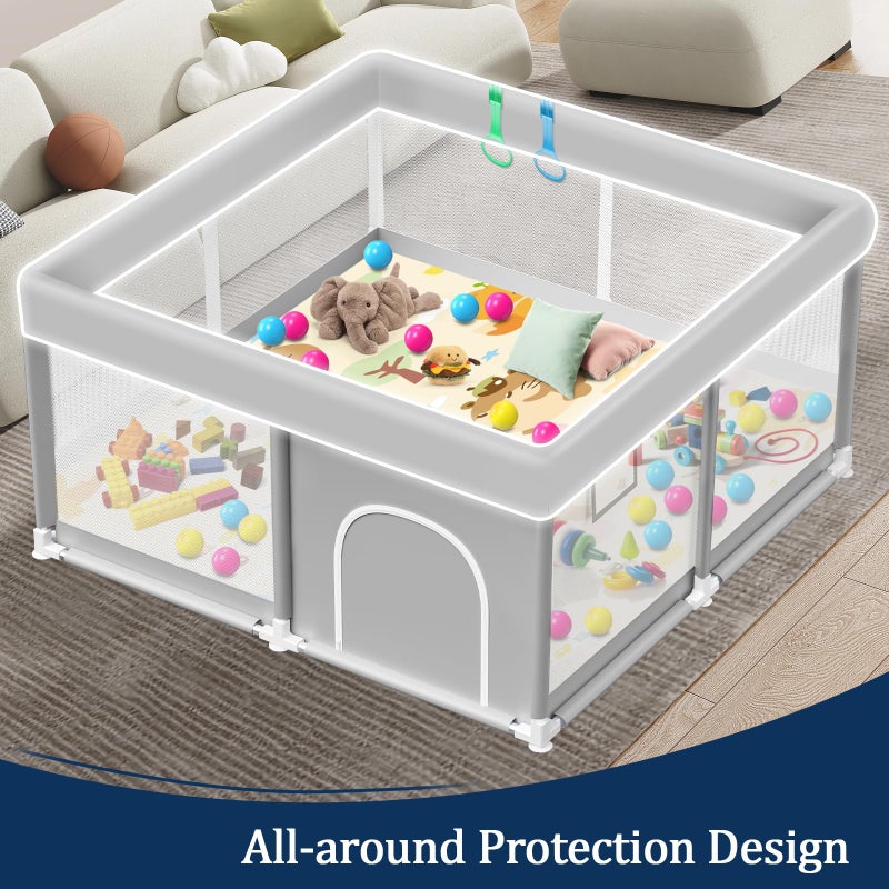Jaobeem Baby Playpen with Mat 50x50 Inch, Playpen with Colorful Ball for Babies and Toddlers, Baby Play Pen Pin Indoor Play Fence (Mat and Ball Included) - Image 3