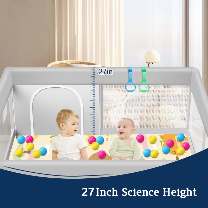 Jaobeem Baby Playpen with Mat 50x50 Inch, Playpen with Colorful Ball for Babies and Toddlers, Baby Play Pen Pin Indoor Play Fence (Mat and Ball Included) - Image 5