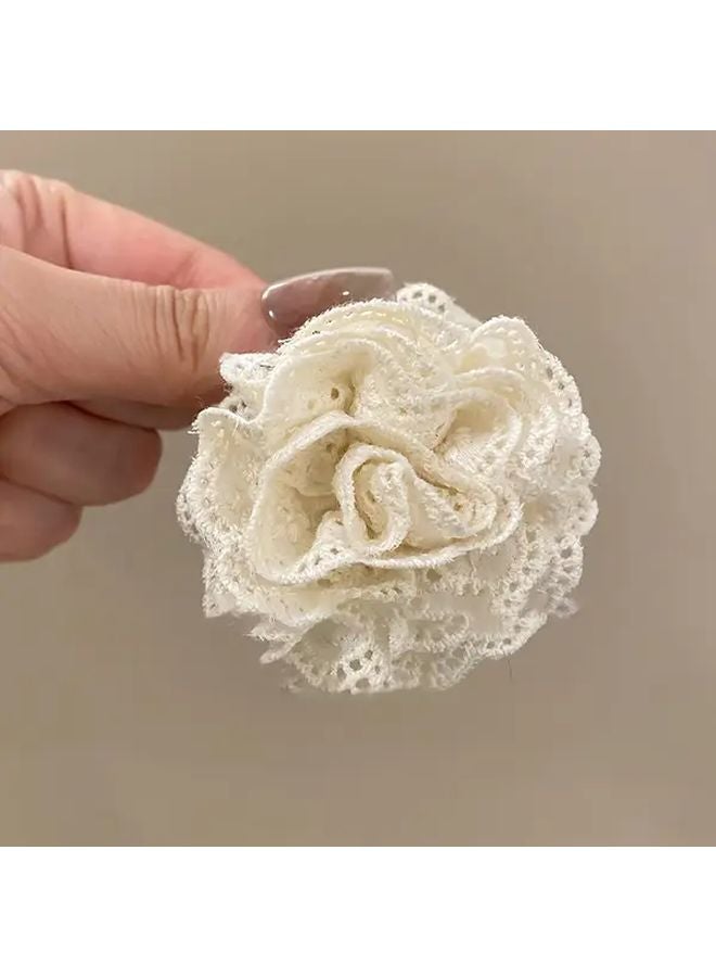 Beige Bohemian Rose Embroidery Hair Clip Elegant Floral Design For Daily Wear All Seasons - Image 1