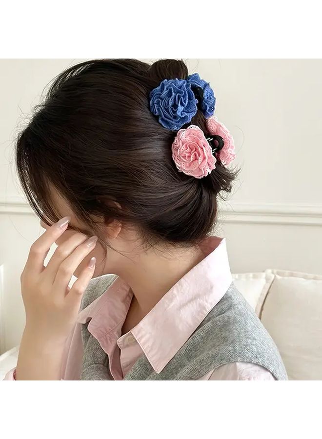 Beige Bohemian Rose Embroidery Hair Clip Elegant Floral Design For Daily Wear All Seasons - Image 4
