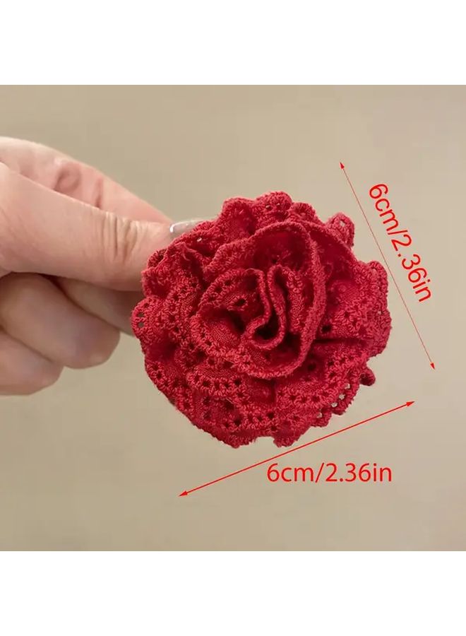 Beige Bohemian Rose Embroidery Hair Clip Elegant Floral Design For Daily Wear All Seasons - Image 5