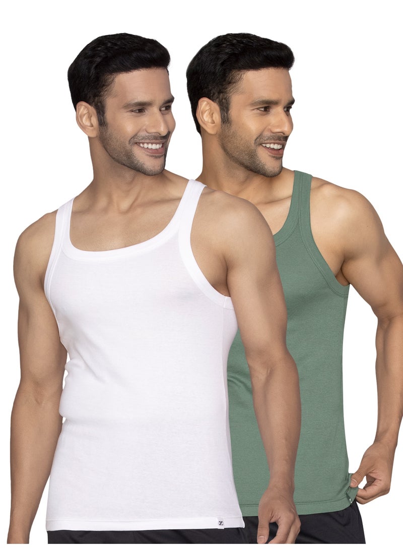 اكس واي اكس اكس XYXX صدرية رجالية سادة بقصّة عادية من القطن الممشط، عبوة من قطعتين - Image 1