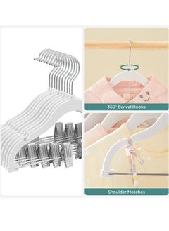 Red Dot Gift 20-Pack  Of Baby Velvet Pants Hangers With Cilp Non-Slip Clothes Hangers with clip for Kids,Space Saving,Kids Pants Hangers or Baby Closet Organizer  - Image 5