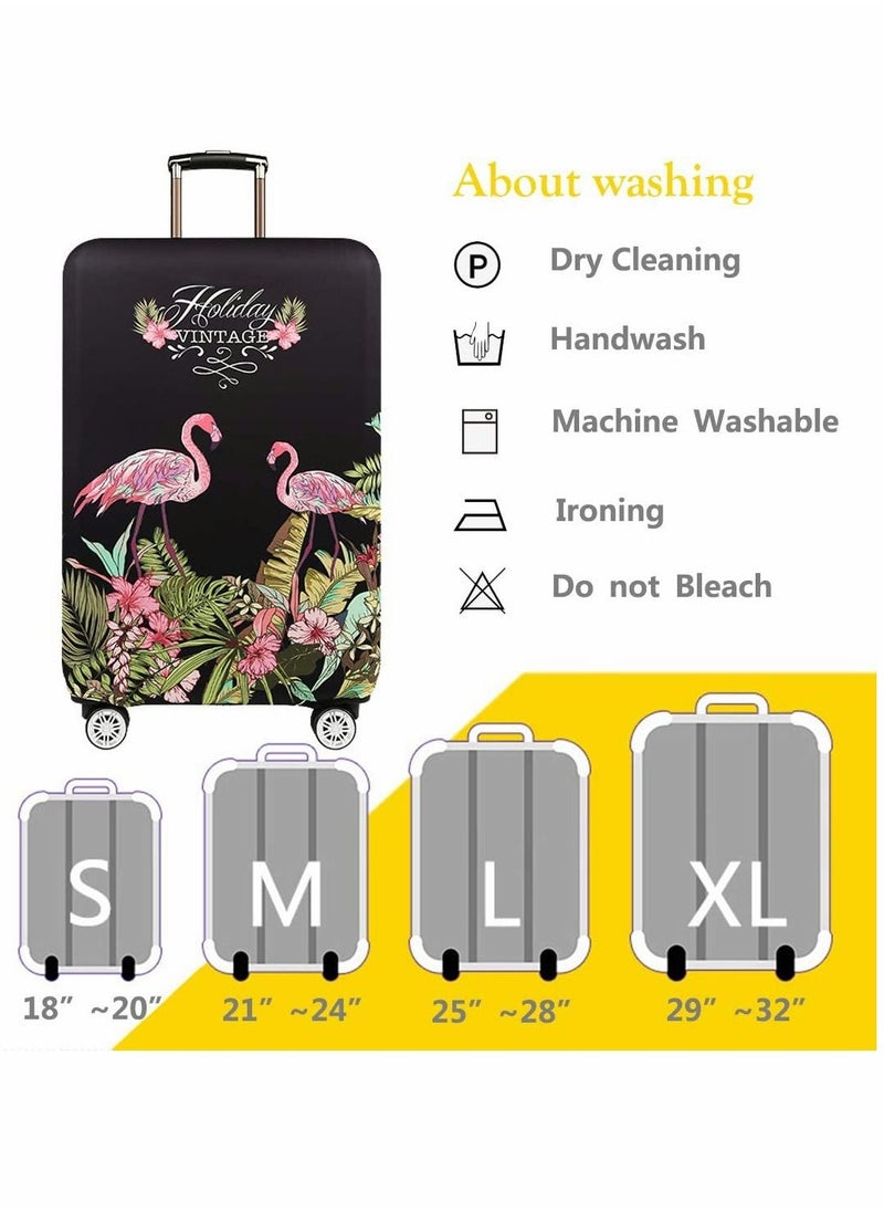 SYOSI Travel Elastic Spandex Suitcase Protector Case(L(25"-28"luggage), Flower Flamingo)  - Image 5