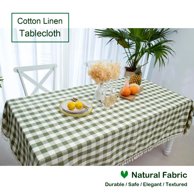 Midsummer Breeze نسيم Midsummer Buffalo Plaid Square Square-Cotton Gingham Table Cloth for Kitchen Restaurant Farmhouse St Patricks Day Christmas D؟ Cor (55x55 Green) - Image 4