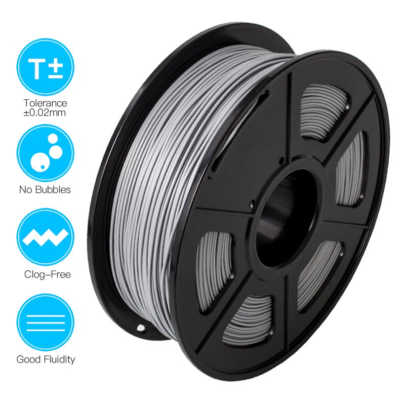 خيوط الطابعة ثلاثية الأبعاد 1.75 مم فضية 1 كجم ±0.02 مم تحمل الخطأ: خيوط PETG خالية من الرائحة وصديقة للبيئة - خيوط الطباعة ثلاثية الأبعاد ذات قوة شد عالية وخالية من التشابك ومغلقة بالفراغ للمعظم الطابعات ثلاثية الأبعاد FDM - Image 5