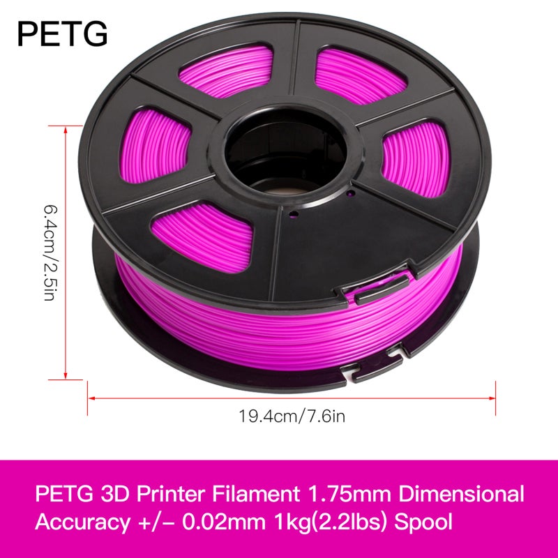 خيوط الطابعة ثلاثية الأبعاد 1.75 مم فضية 1 كجم ±0.02 مم تحمل الخطأ: خيوط PETG خالية من الرائحة وصديقة للبيئة - خيوط الطباعة ثلاثية الأبعاد ذات قوة شد عالية وخالية من التشابك ومغلقة بالفراغ للمعظم الطابعات ثلاثية الأبعاد FDM - Image 2