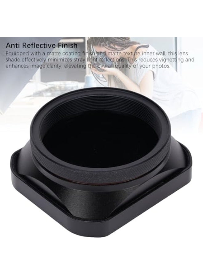 Camera Lens Hood Shade, Square Metal Camera Lens Hood with Cap, Smart Realignment, for X100VI X100V X100F X100T X100S X100 X70 (Black)  - Image 5
