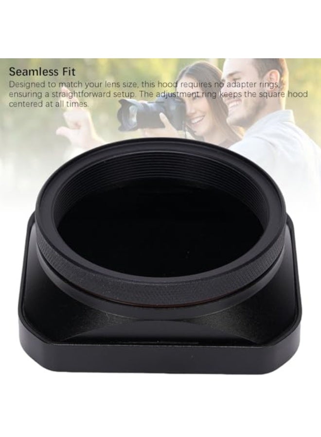 Camera Lens Hood Shade, Square Metal Camera Lens Hood with Cap, Smart Realignment, for X100VI X100V X100F X100T X100S X100 X70 (Black)  - Image 4