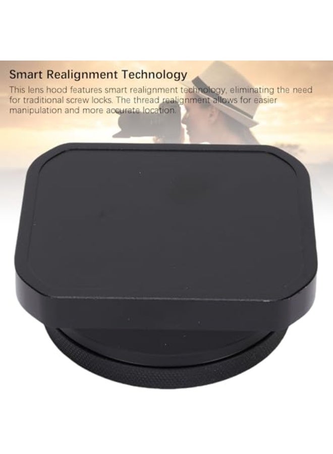Camera Lens Hood Shade, Square Metal Camera Lens Hood with Cap, Smart Realignment, for X100VI X100V X100F X100T X100S X100 X70 (Black)  - Image 3