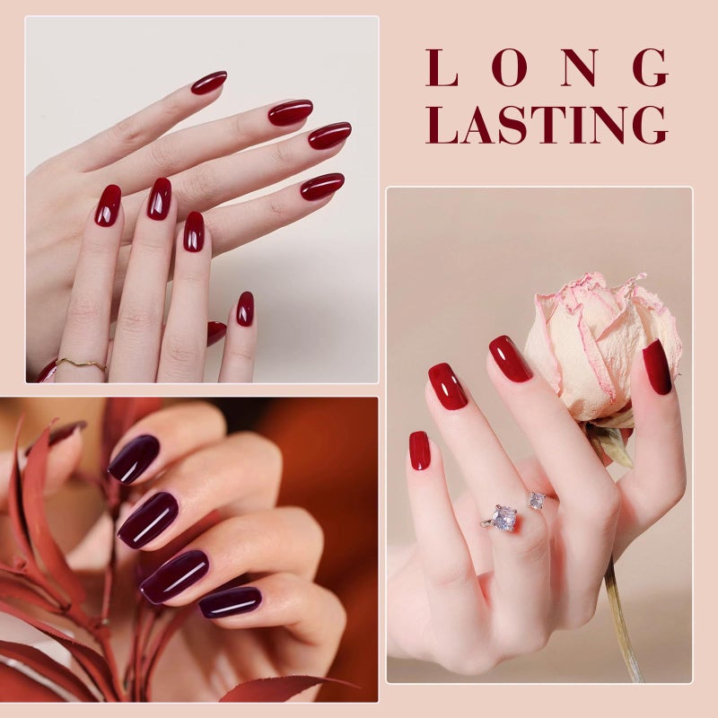 CANNI Red Gel Nail Polish Set â€“ 6 Colors 9ML Classic Dark Red, Burgundy â€“ Soak Off UV LED Gel Polish Kit for All-Season DIY Manicure, Nail Art, Salon & Home Use - Image 3
