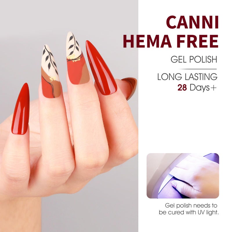 CANNI Red Gel Nail Polish Set â€“ 6 Colors 9ML Classic Dark Red, Burgundy â€“ Soak Off UV LED Gel Polish Kit for All-Season DIY Manicure, Nail Art, Salon & Home Use - Image 4