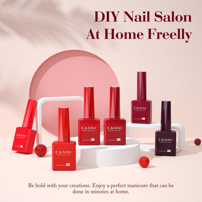 CANNI Red Gel Nail Polish Set â€“ 6 Colors 9ML Classic Dark Red, Burgundy â€“ Soak Off UV LED Gel Polish Kit for All-Season DIY Manicure, Nail Art, Salon & Home Use - Image 2