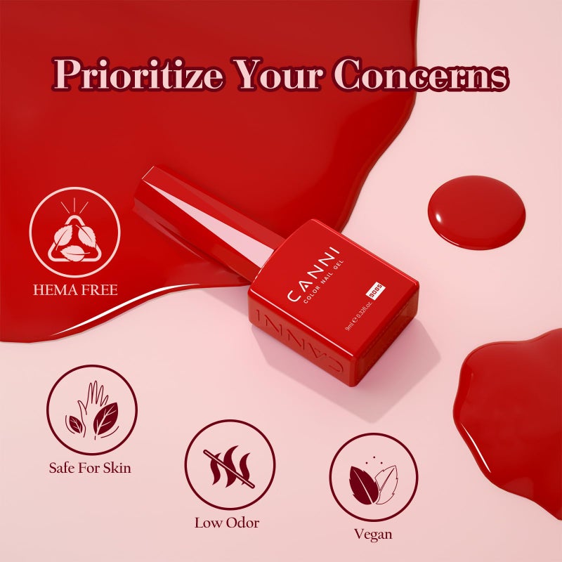 CANNI Red Gel Nail Polish Set â€“ 6 Colors 9ML Classic Dark Red, Burgundy â€“ Soak Off UV LED Gel Polish Kit for All-Season DIY Manicure, Nail Art, Salon & Home Use - Image 5