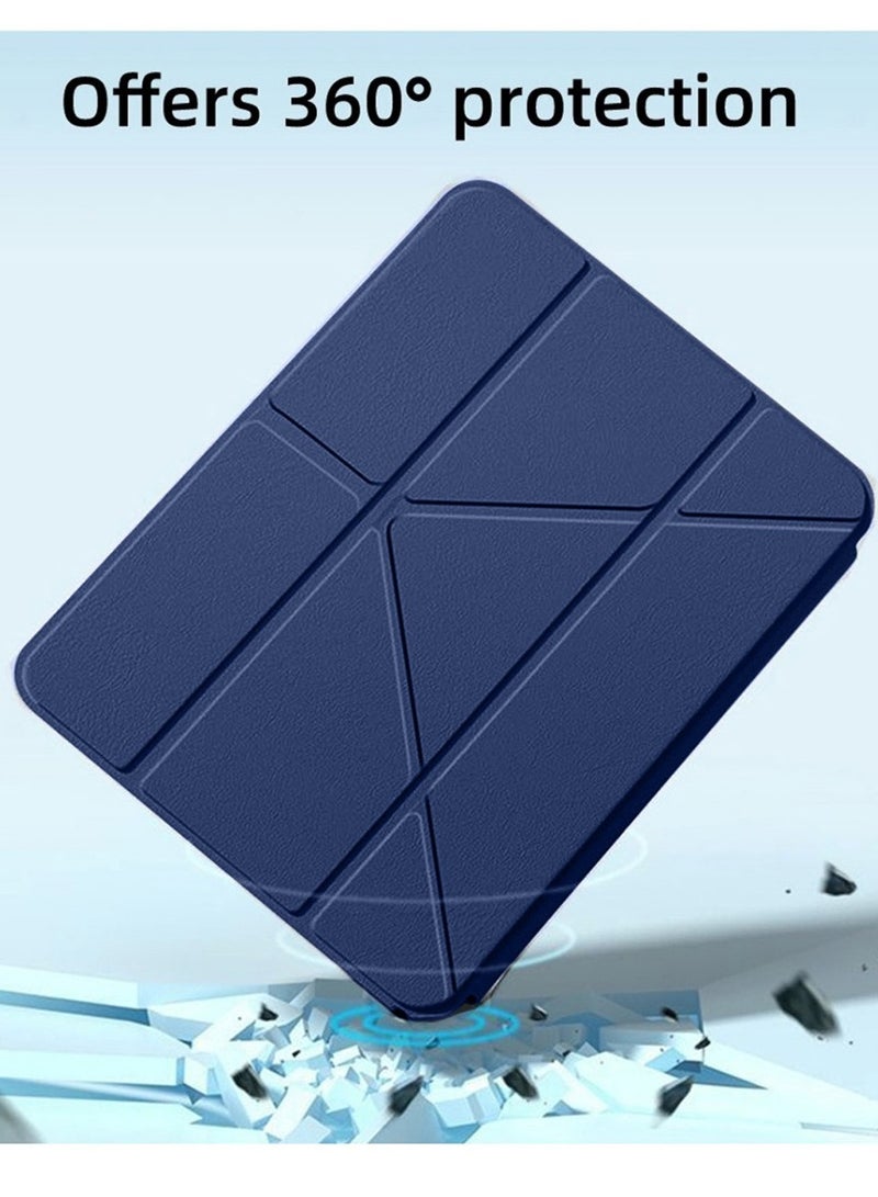 Techie Smart Folio Flip Origami Trifold Case with Pencil Holder Transparent Back Shell and Auto Wake/Sleep Function Cover for Apple iPad Air 13-Inch M3 / M2 2025 / 2024 - Navy Blue - Image 2