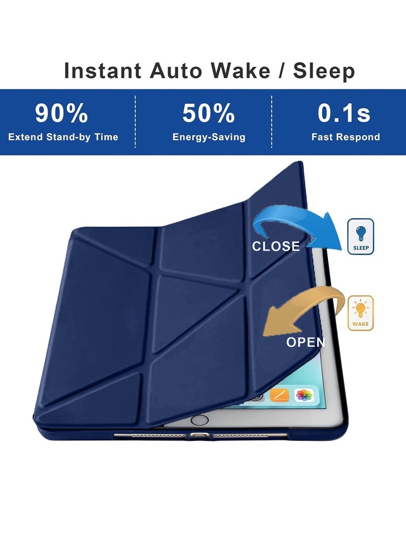 Techie Smart Folio Flip Origami Trifold Case with Pencil Holder Transparent Back Shell and Auto Wake/Sleep Function Cover for Apple iPad Air 13-Inch M3 / M2 2025 / 2024 - Navy Blue - Image 4