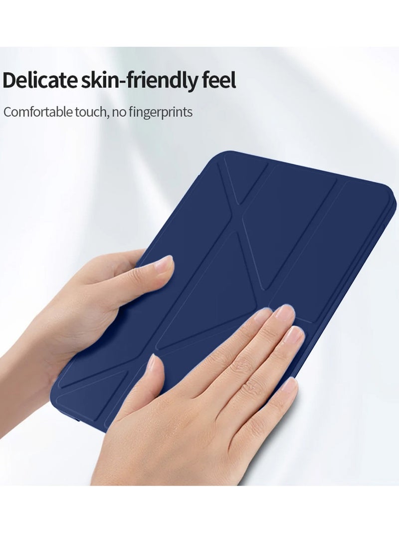 Techie Smart Folio Flip Origami Trifold Case with Pencil Holder Transparent Back Shell and Auto Wake/Sleep Function Cover for Apple iPad Air 13-Inch M3 / M2 2025 / 2024 - Navy Blue - Image 5