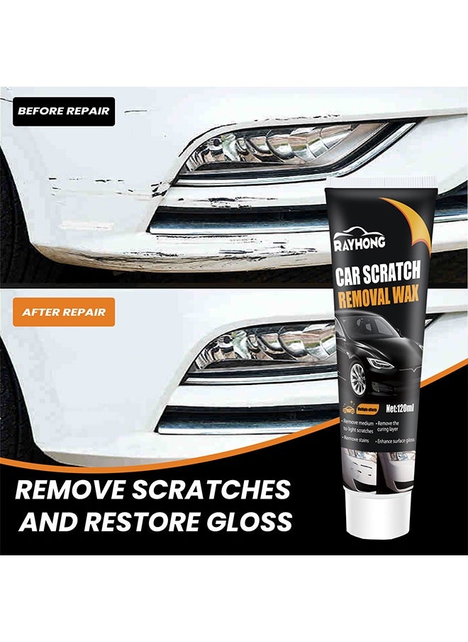 Car Scratch Removal Wax 120ml-Car Scratch Repair Paste, Car Scratch Repair Paste Polishing Wax, Premium Scratch Remover Kit with Wipe & Sponge for Vehicles for Deep Scratches