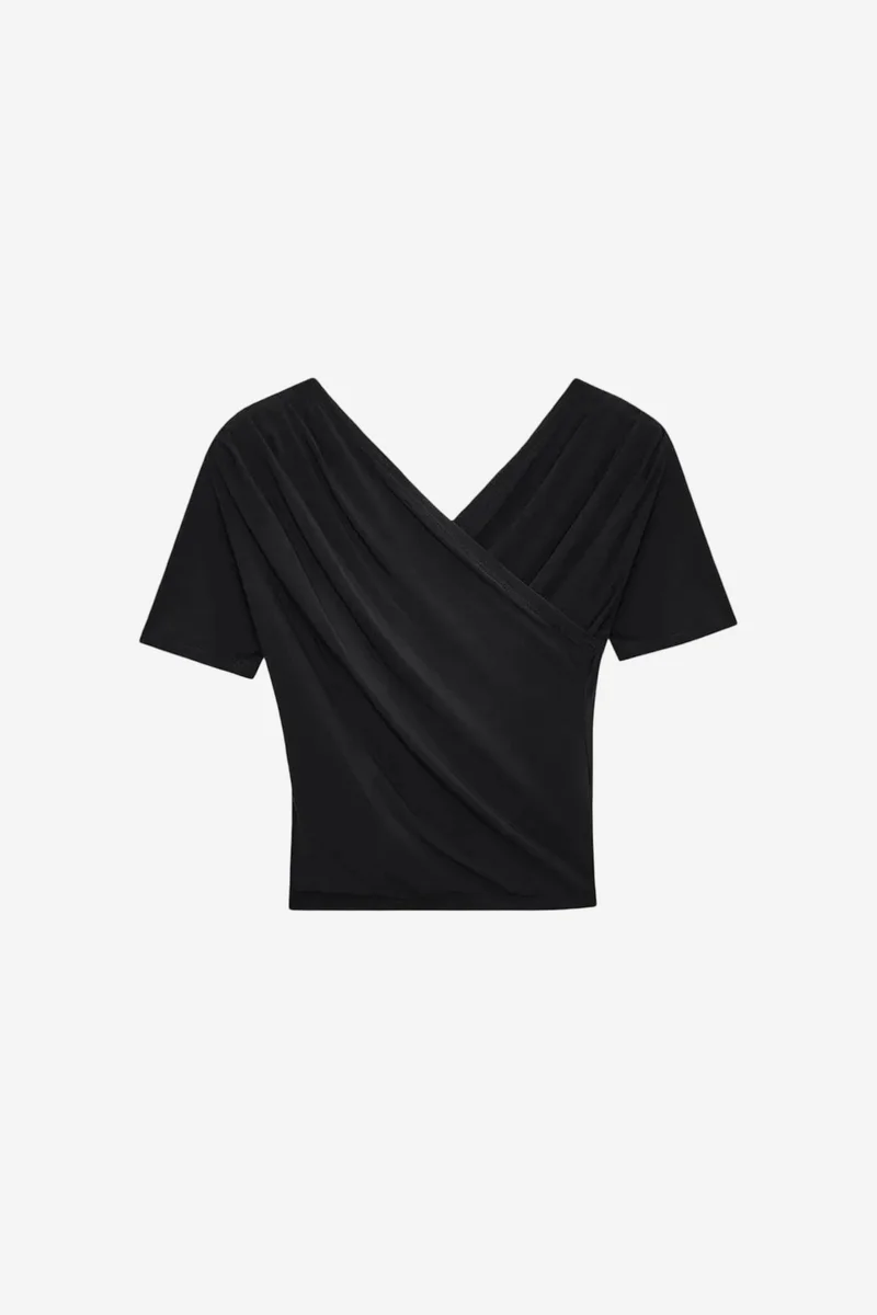 DILVIN Slim Fit V-Neck Jersey Blouse
