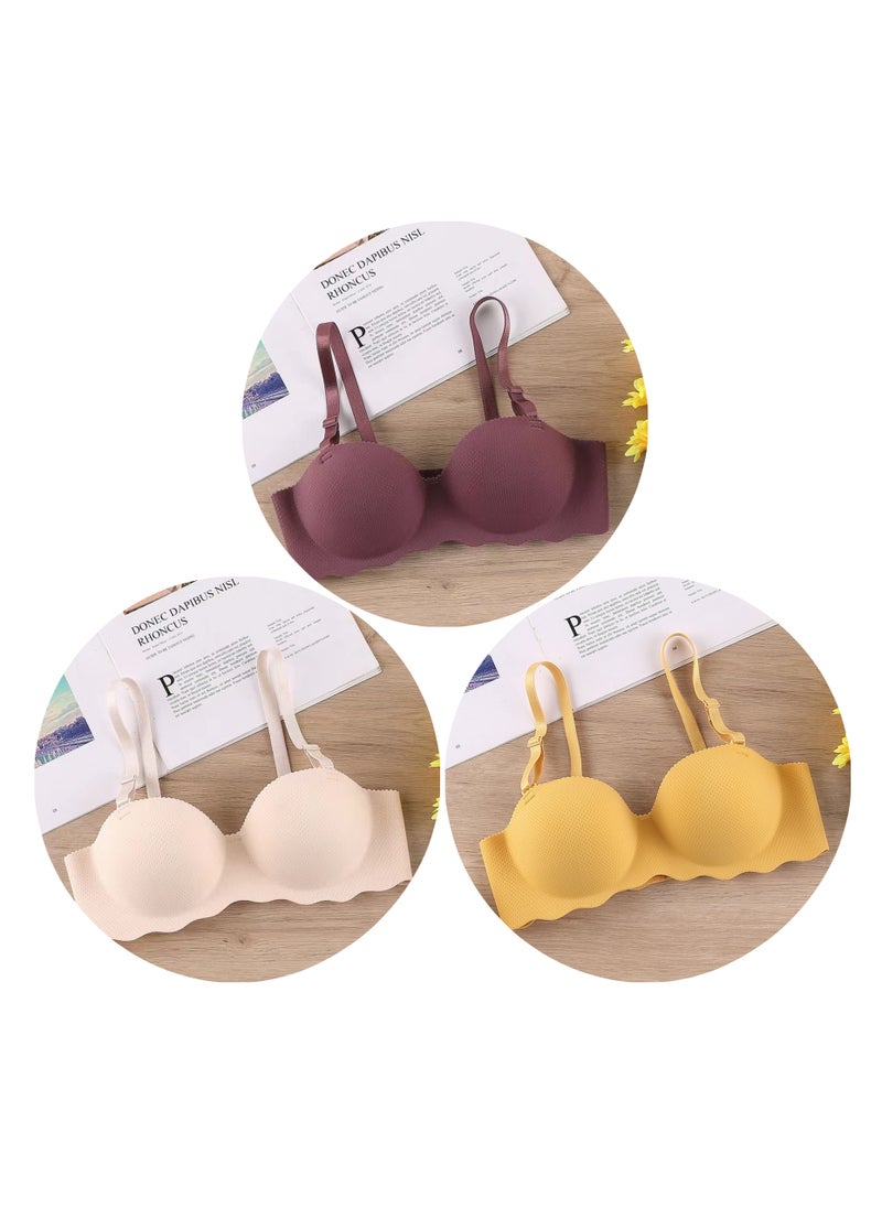 Generic 3 Pieces Women Half Cup Seamless Push Up Bra  - Image 1