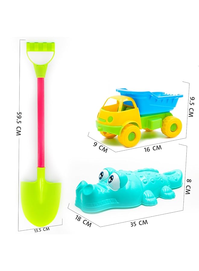 IToys Beach Toys Set 22 Pieces Includes Crocodile Spray Truck Bucket Shovel Moulds - Image 2