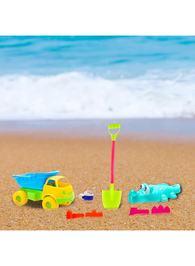 IToys Beach Toys Set 22 Pieces Includes Crocodile Spray Truck Bucket Shovel Moulds - Image 4